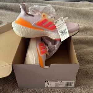 Adidas Pink and Orange Sneakers with Boost Midsole